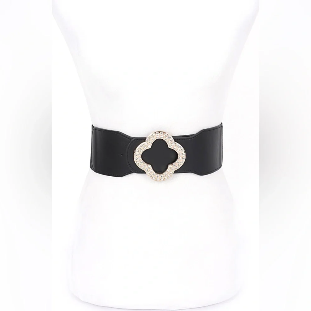 Vegan Leather Elastic Statement Belt
